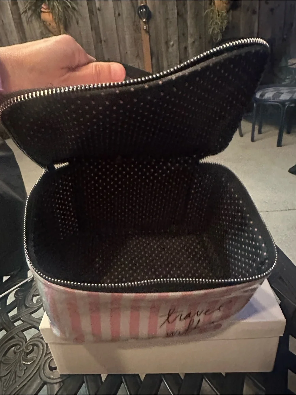 Victoria’s Secret  Travel With Me Pink Striped Cosmetic Bag